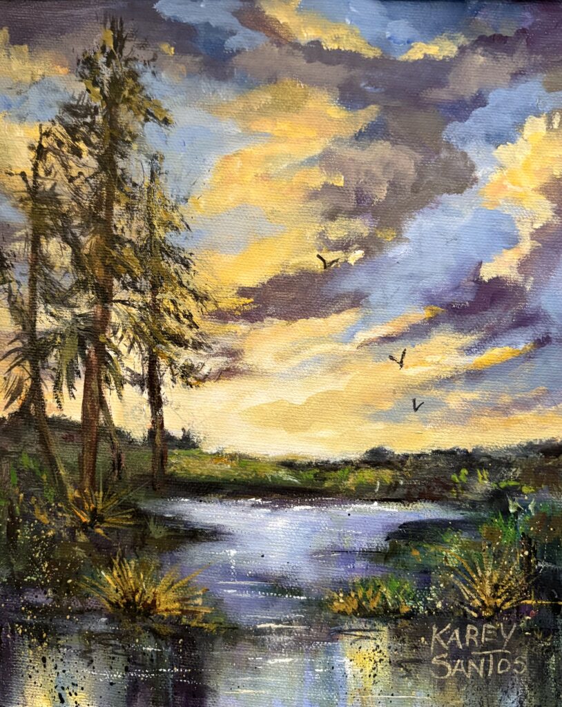 Marsh Sentinels painintg by Karey Santos from the 25-26 student/member show