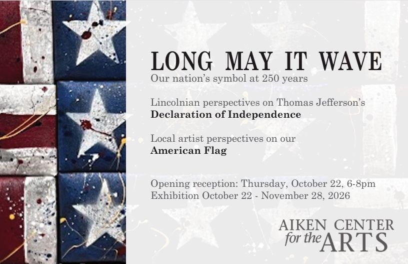 postcard front with partial American flag and exhibition dates